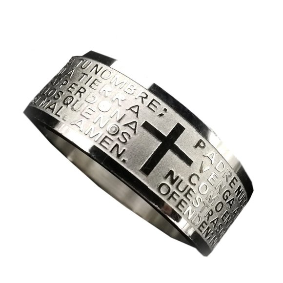 Beautiful silver ring with ( OUR FATHER ) in Spanish. PADRE NUESTRO - Picture 3 of 5
